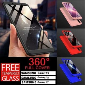 For Samsung Galaxy A7 A8 A9 Sell 360 Full Case Heatproof Slim Hard Blue Red - Picture 1 of 7