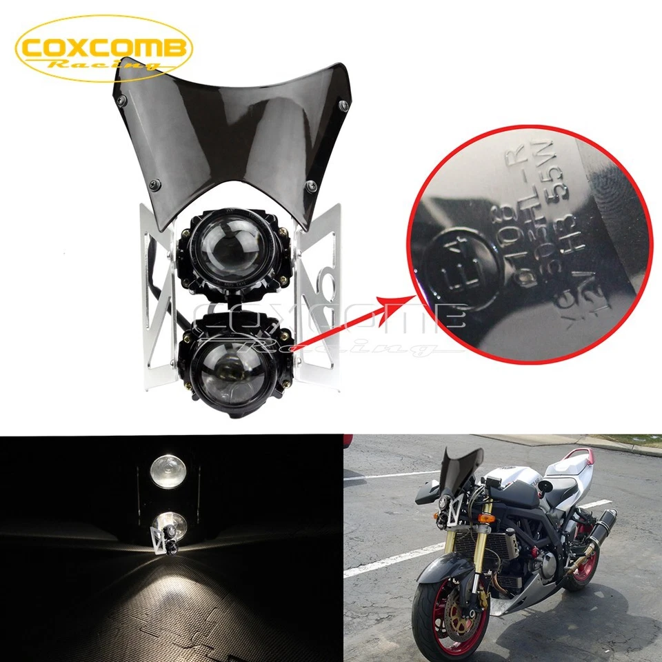 Proyector de faros dobles E4 DOT con parabrisas para Honda Yamaha Suzuki DR RM 250 Foto 1 de 4
