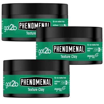 3x 100ml Schwarzkopf got2b phenomenal Mann O Mann Texture Clay matt look pomade - Bild 1 von 3