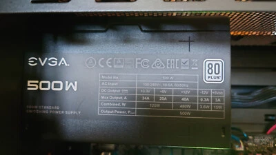 Ottime condizioni EVGA 500 W1 80 plus Alimentatore psu confezione originale ovp  - Immagine 1 di 3