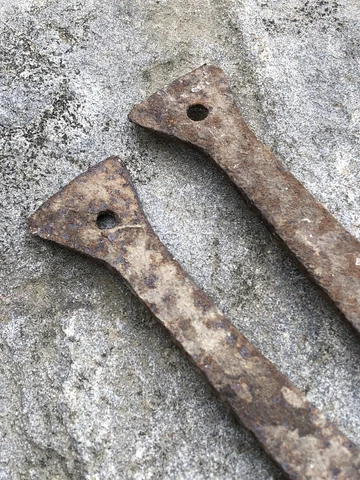 Antique Strap Hinges Pair Hand-Forged Iron 18" original 1900s Barn Gate Rare tip Cover