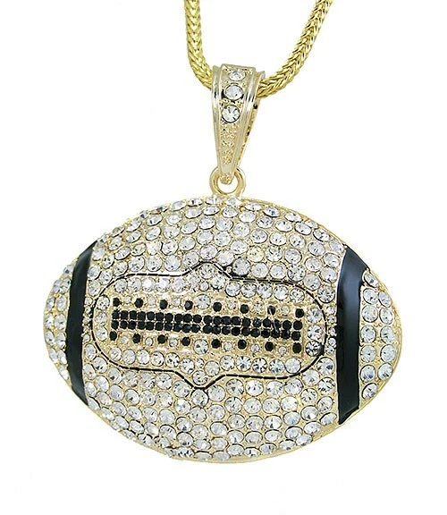 Colgante colgante de fútbol americano tono dorado para hombre 3,5x3,2 pulgadas Foto 1 de 1