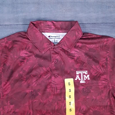 Polo de Golf CAMPEÓN Texas A&M Aggies Para Hombres PEQUEÑO Floral Tropical Fútbol Foto 1 de 4
