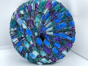 Berlini East Track II #129 Peacock Teal Blue Purple Gold Ladder Ribbon Yarn 50g - Picture 1 of 4