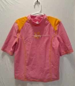 Old Navy Girl Size Large Pink & Orange Swim Shirt Rash Guard Logo Short Sleeve - Picture 1 of 8