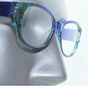 Occhiali da Lettura Piuma Floreale Goffrato Blu Cobalto Verde Teal Accento +Lente 1,50 - Foto 1 di 4