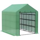 Walk in Garden Greenhouse with Shelves Polytunnel Steeple Grow House New