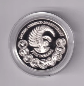 NEW ZEALAND PROOF: 1992 $5 CHANGEOVER DECIMAL CURRENCY .925 SILVER COIN #PL223 - Picture 1 of 2