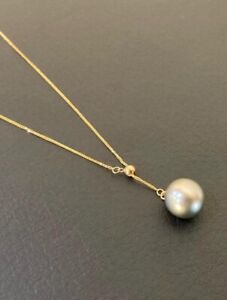 14K gold gray pearl necklace 17 inches