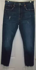 Levis 501 S Men's Skinny Jean Dark Wash Distressed Raw Hem Button Fly 31" x 30" - Picture 1 of 11