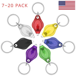 7/10/20PACK LED Mini Keychain Flashlight Key Ring Light Work Lamp Torch Pocket - Picture 1 of 31