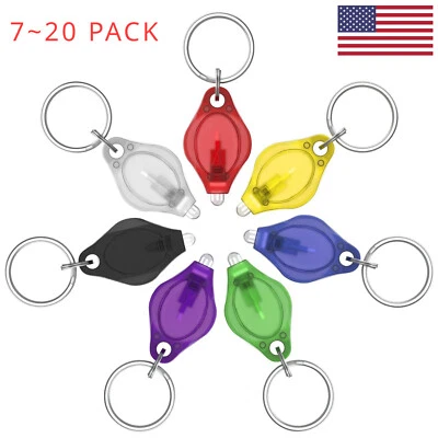 7/10/20PACK LED Mini Keychain Flashlight Key Ring Light Work Lamp Torch Pocket - Image 1 of 4
