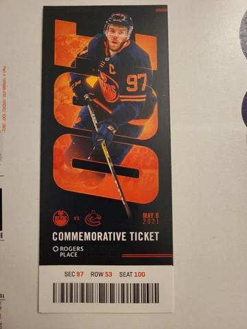 CONNOR MCDAVID EMONTON OILERS 100 POINTS IN 53 GAMES NHL COMMERATIVE TICKET Cover
