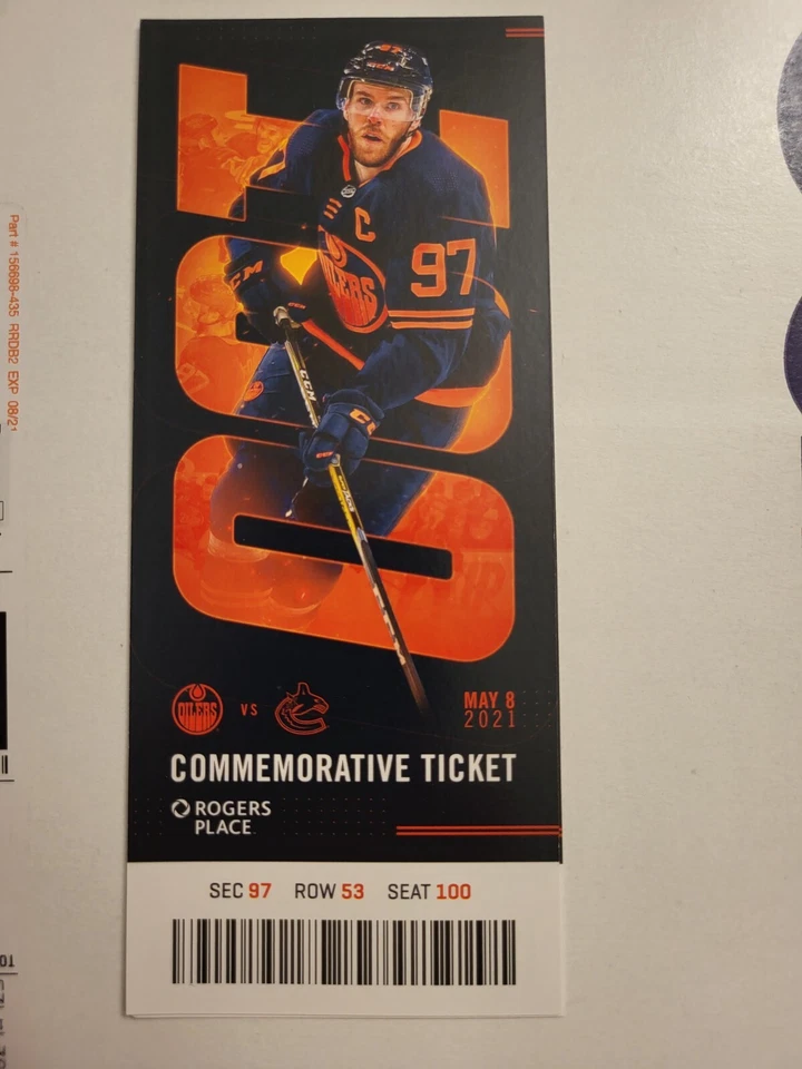 CONNOR MCDAVID EMONTON OILERS 100 POINTS IN 53 GAMES NHL COMMERATIVE TICKET - Image 1 of 3