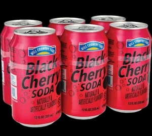 Hill Country Fare Black Cherry Flavored Soda 6 Pack 12oz Cans - Picture 1 of 1