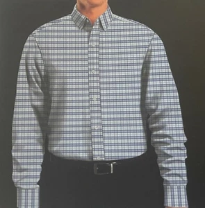 Kirkland Signature Blue/White Checker Comfort Sport Shirt Large 16-16.5 32/33 CR - Picture 1 of 5