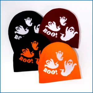 Novelty Ghost Boo Knit Beanie Men Women Y2K Hip Hop Skull Cap Hat Halloween - Picture 1 of 9