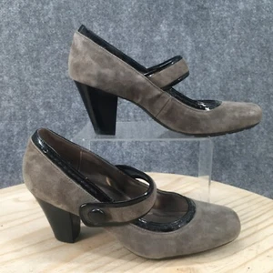 Naturalizer Heels Womens 8.5 Julius Dress Mary Jane Pumps Gray Suede Leather - Picture 1 of 13