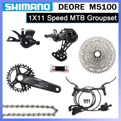SHIMANO Deore M5100 1X11 Speed MTB Groupset Cassette 11-51T MT200 Brakes Set New - image 1 of 4