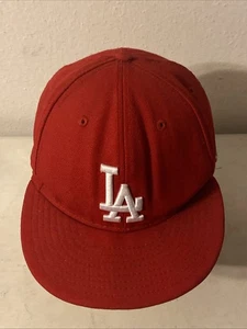 Auténtico sombrero ajustado escarlata New Era 59Fifty de los Dodgers de Los Ángeles para hombre 7 1/2 - Imagen 1 de 3