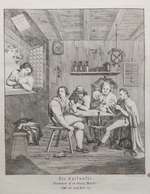 Carfunkel Woertli - Sophie Reinhard Radierung Hebels Alemannische Gedichte 1820 - Bild 1 von 4