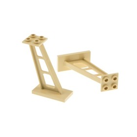 2x Lego Support 2x4x5 Beige 5mm Slant Pillar Tail Space 8487 4622809 4476b