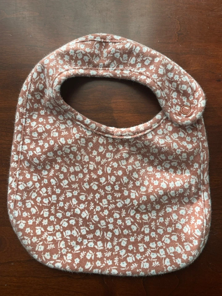 Carter's Baby Girls Allover Floral 100% Cotton Snap Closure Bib One Size Brown - Image 1 of 4