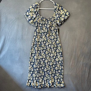 Trixxi Blue Daisy Floral Smocked Off Shoulder Midi Dress XL NWT Cottage - Picture 1 of 10