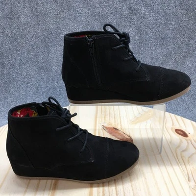 Mad Love Ankle Boots Womens 6 Black Round Toe Slip On Wedge Heel Casual Suede - Image 1 of 4