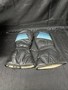 Kawasaki LEATHER Snowmobile Racing Gloves Black/Blue STRIPED Men X-Large D81 - Bild 1 von 5