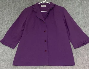 Vintage Anthony Richards Damen Lila Blazer Jacke Rüschen Knopfleiste Gr. L - Bild 1 von 9