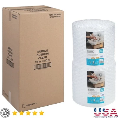 Extra Strength Bubble Cushion Packing Shipping Protection 2-Pack Rolls Clear - Image 1 of 4