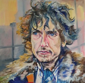 Bob Dylan Rock Artwork Original Oil Painting 24"×24" - Picture 1 of 5