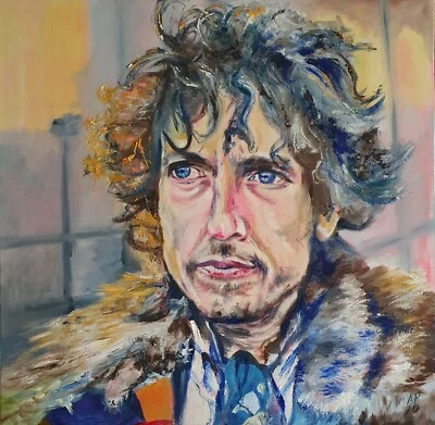 Bob Dylan Rock Artwork Original Oil Painting 24"×24" - Image 1 of 4