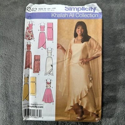 Simplicity 4242 Sewing Pattern Khaliah Ali Sz 18W–24W Evening Top Skirt Shaw Y2K - Image 1 of 4