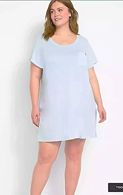 Camiseta Lane Bryant~Nova Com Etiquetas~Camisa de Dormir Jersey Lavagem Ácida Azul~Tamanho 22-24W - Imagem 1 de 4