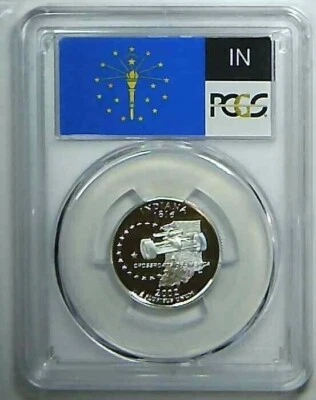 2002-S 25C State Quarter Indiana PCGS PR69 DCAM 90% Silver 22llwr0105 - Image 1 of 2