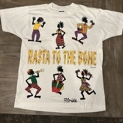 Camiseta Blanca Gráfica Rasta To The Bone De Colección Talla L Fruit Of The Loom Mejor Foto 1 de 4