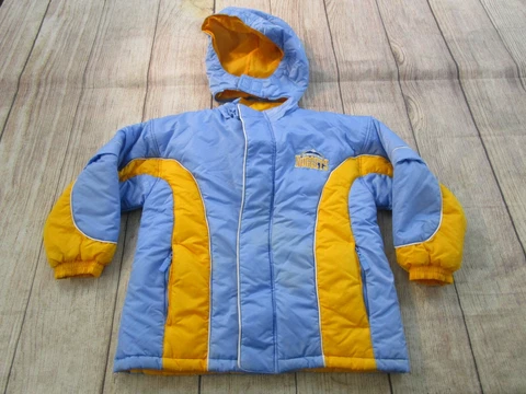Denver Nuggets Blue Yellow Puffer Winter Jacket Detachable Hood Youth Medium Cover