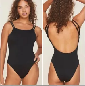 Andie Swim Black Low Back One Piece Rockaway Swimsuit Size Medium NWT - Picture 1 of 2