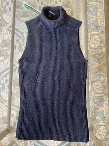 Emanuel Ungaro Turtleneck Sweater Vest Size P S Ribbed Knit Y2K Gray Old Money - Picture 1 of 16