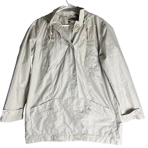 Tudor Court Womens Hooded Rain Coat Size L Trench Jacket Packable Travel Light - Picture 1 of 6