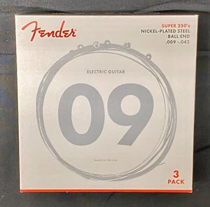 PAQUETE DE 3 cuerdas de guitarra eléctrica ligera fender 250L genuinas ~ JUEGOS NUEVOS .09-.42 - Imagen 1 de 7