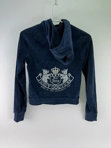 Juicy Couture Womens Hoodie Size S Velour Rhinestone Crown Y2K Tracksuit Jacket - Picture 1 of 3