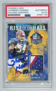 Thurman Thomas "HOF 07" Buffalo Bills Signed 02/10 Origins PATCH Card + PSA Auto