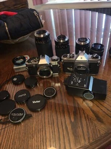 Camera Olympus/Honeywell Pentax Plus Lot Of Lenses All Untested For Parts - Picture 1 of 24