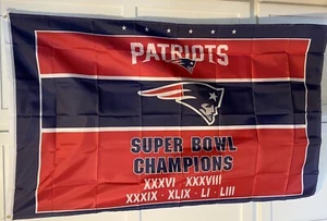 New England Patriots (6) Time SUPER BOWL Champion FLAG 3'X5' - Picture 1 of 1