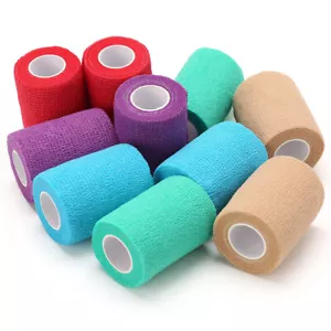 10 Rolls Stretch Bandage Wrap 3 Inch x 5 Yards Cohesive Vet Tape 5 Colors Lot - Picture 1 of 10