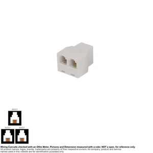 Adapter RJ 11 RJ11 6P4C 4 Pin 2 Way Phone Female Telephone Splitter 74136B - Picture 1 of 3