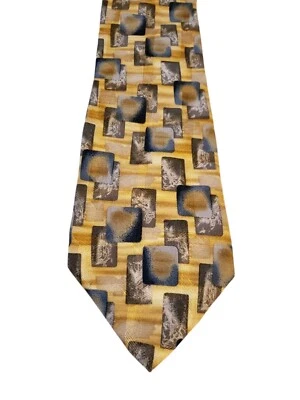 Gordon & Ferguson Corbata Cuello Para Hombre Lujo Amarillo Azul Tostado Geométrico Traje de Negocios Foto 1 de 4